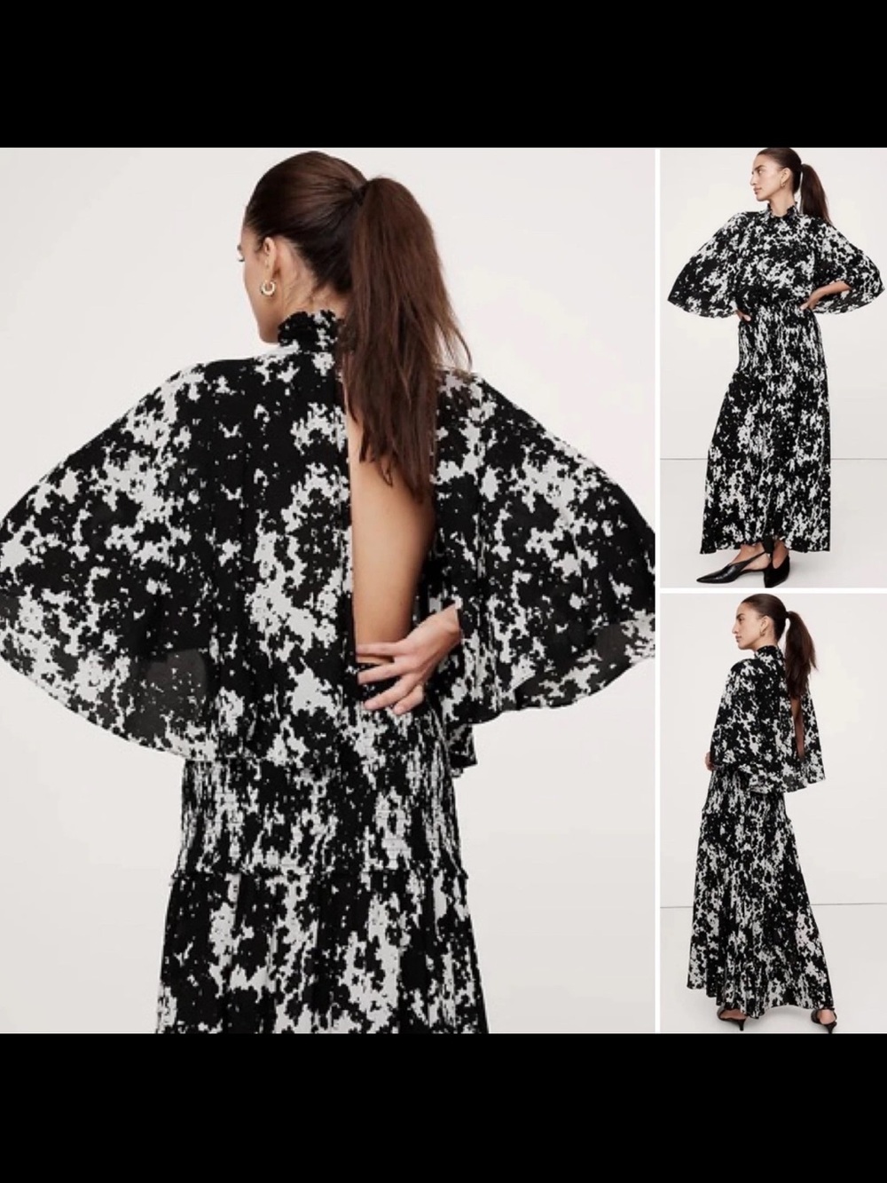 Banana Republic Black and White Backless Maxi Dress